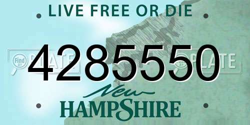 4285550 New Hampshire License Plate