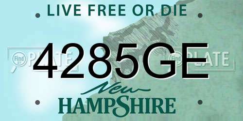 4285GE New Hampshire License Plate