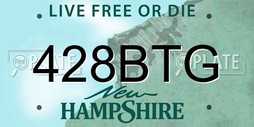 428BTG New Hampshire License Plate