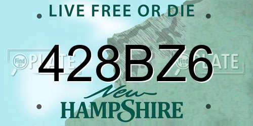 428BZ6 New Hampshire License Plate