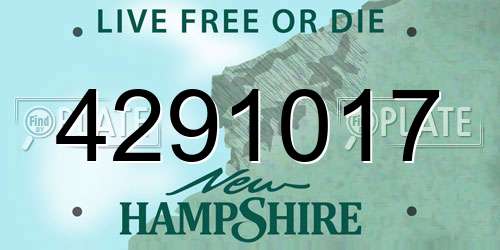 4291017 New Hampshire License Plate