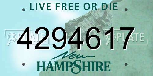4294617 New Hampshire License Plate