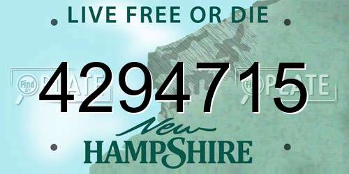 4294715 New Hampshire License Plate