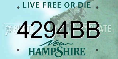4294BB New Hampshire License Plate