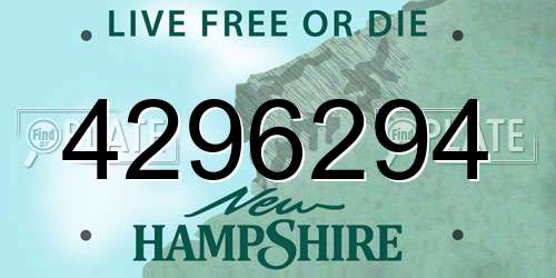 4296294 New Hampshire License Plate