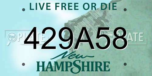 429A58 New Hampshire License Plate