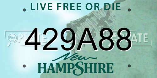 429A88 New Hampshire License Plate