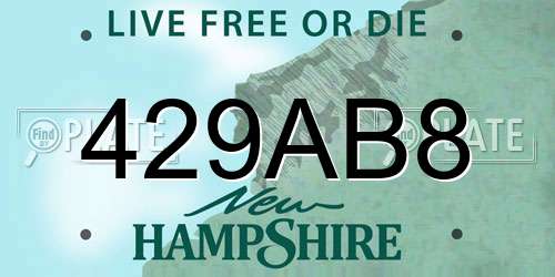 429AB8 New Hampshire License Plate