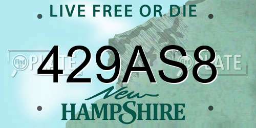 429AS8 New Hampshire License Plate