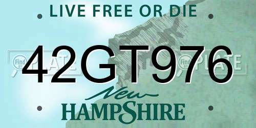 42GT976 New Hampshire License Plate