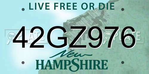 42GZ976 New Hampshire License Plate