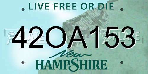 42OA153 New Hampshire License Plate