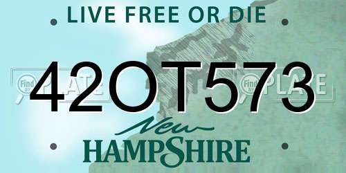 42OT573 New Hampshire License Plate