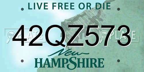 42QZ573 New Hampshire License Plate