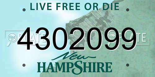 4302099 New Hampshire License Plate