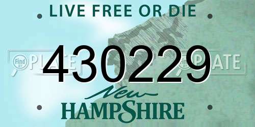 430229 New Hampshire License Plate