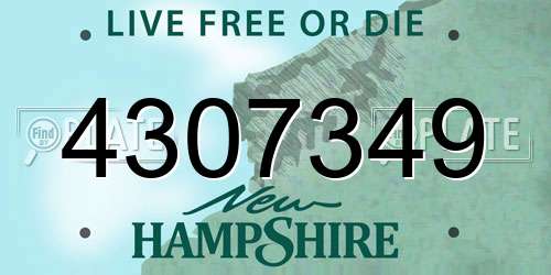 4307349 New Hampshire License Plate
