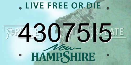 43075I5 New Hampshire License Plate
