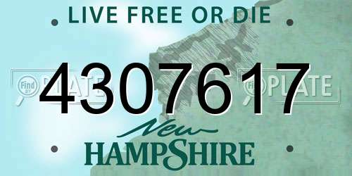 4307617 New Hampshire License Plate