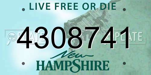 4308741 New Hampshire License Plate
