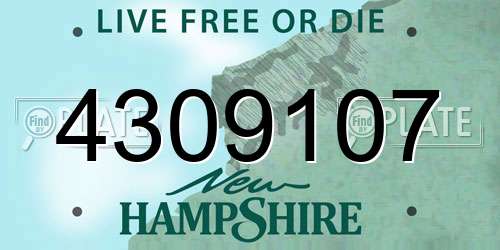 4309107 New Hampshire License Plate