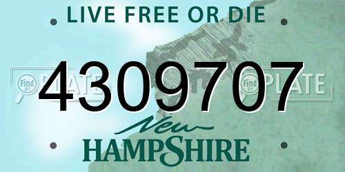 4309707 New Hampshire License Plate