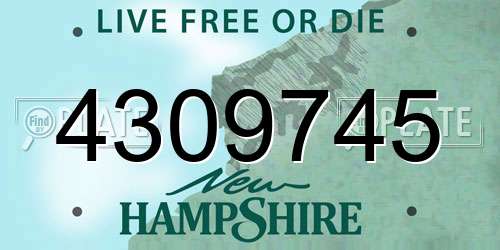 4309745 New Hampshire License Plate