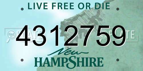 4312759 New Hampshire License Plate