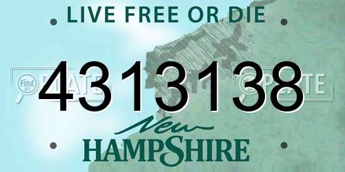 4313138 New Hampshire License Plate