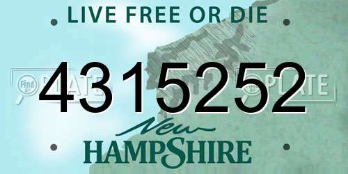 4315252 New Hampshire License Plate