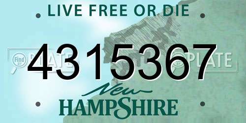 4315367 New Hampshire License Plate