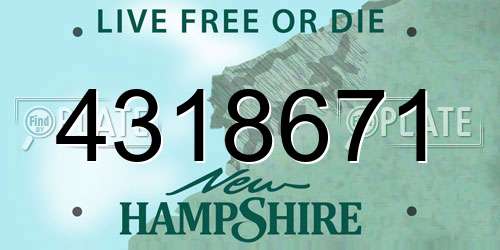 4318671 New Hampshire License Plate