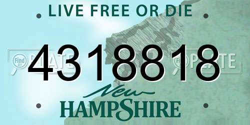 4318818 New Hampshire License Plate