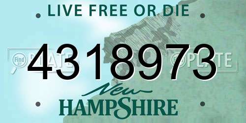 4318973 New Hampshire License Plate