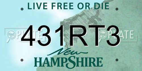 431RT3 New Hampshire License Plate