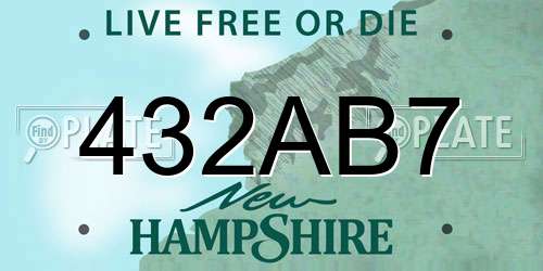 432AB7 New Hampshire License Plate