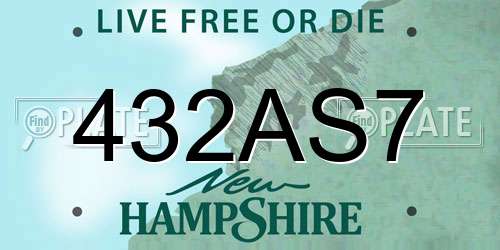 432AS7 New Hampshire License Plate