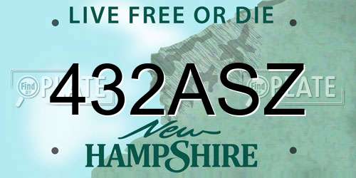 432ASZ New Hampshire License Plate