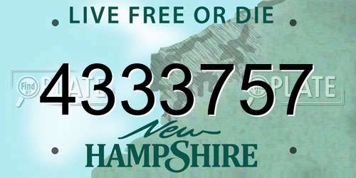 4333757 New Hampshire License Plate