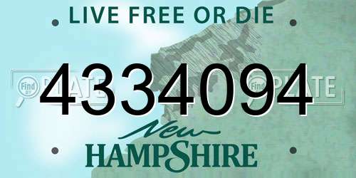 4334094 New Hampshire License Plate