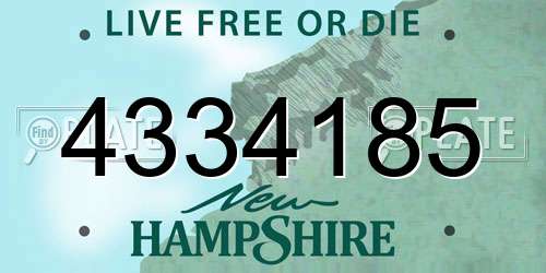 4334185 New Hampshire License Plate