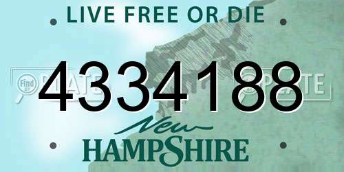 4334188 New Hampshire License Plate