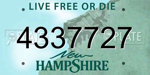4337727 New Hampshire License Plate