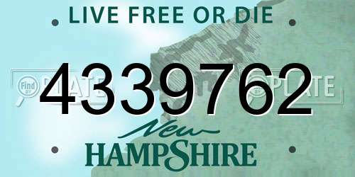 4339762 New Hampshire License Plate