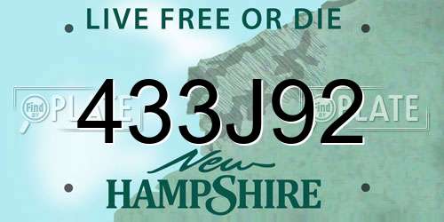 433J92 New Hampshire License Plate