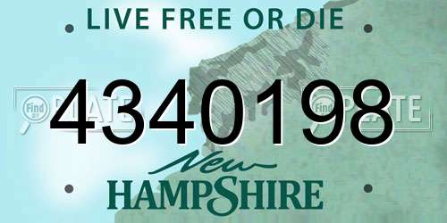 4340198 New Hampshire License Plate