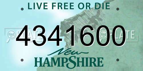 4341600 New Hampshire License Plate