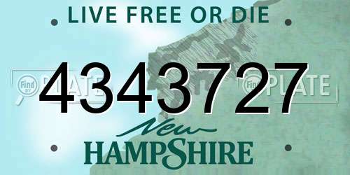 4343727 New Hampshire License Plate