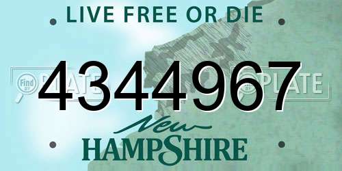 4344967 New Hampshire License Plate