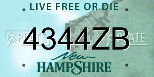 4344ZB New Hampshire License Plate